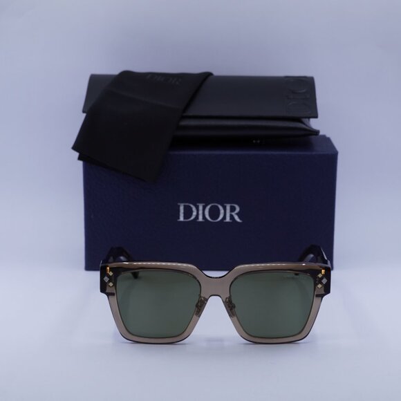 Dior CD DIAMOND S3F 64C0 Square Sunglasses - Transparent Brown/Green - Picture 2 of 10